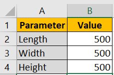 Excel Parameter Values