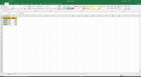 Excel Sheet for Linking to Inventor