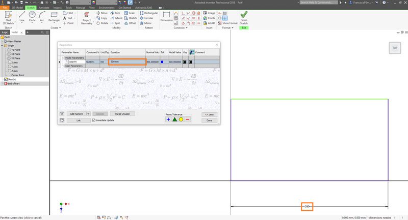 Width Parametric Equation