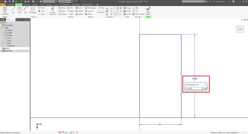 Box Depth Dimension in Inventor