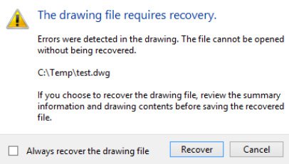 autocad drawing recovery