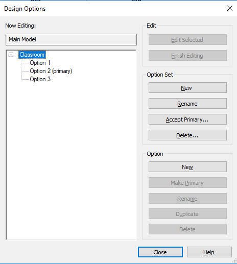 Setting Primary Design Option