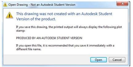 Autodesk Student Version Warning Opening File