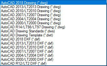 Select DWG Version to Save As Including Earlier Versions