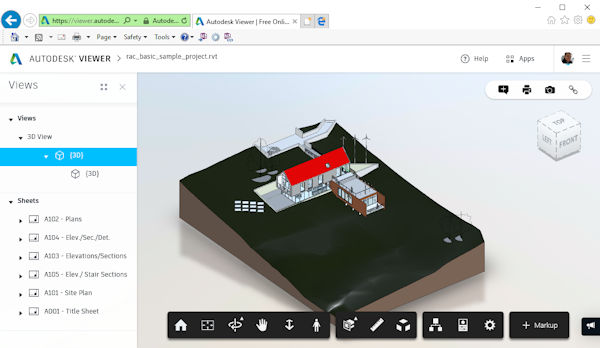A360 Viewer showing Revit project