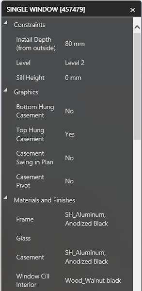 Properties Window BIM Information