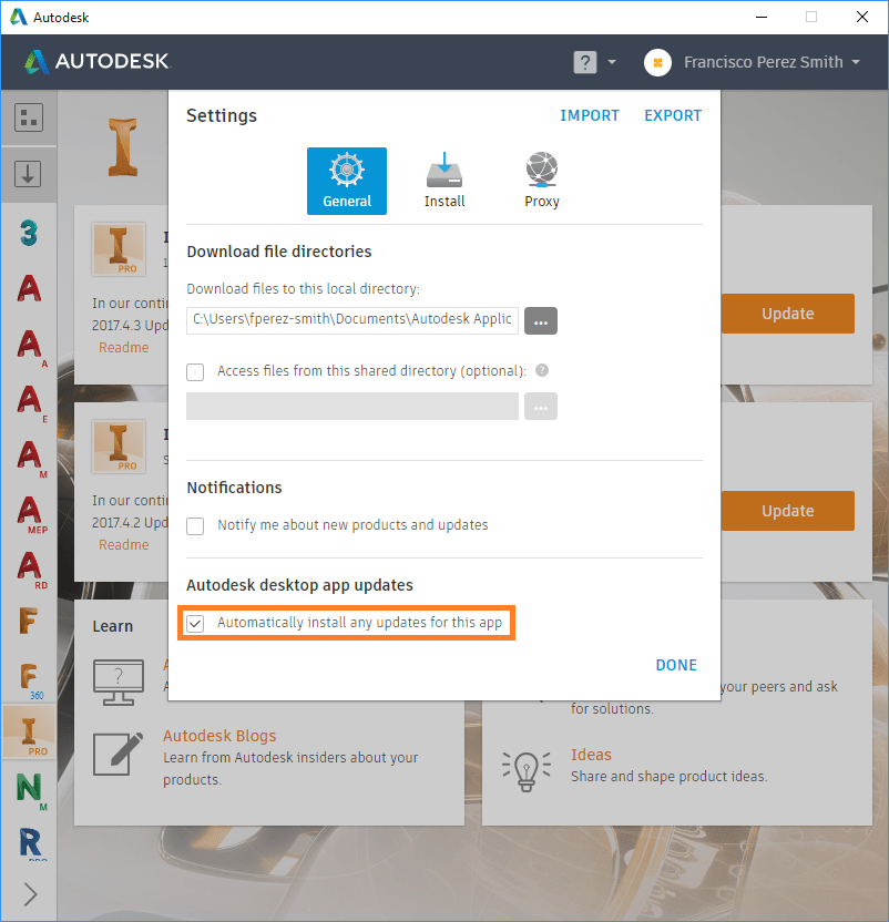 Autodesk Desktop App - Product Auto Update