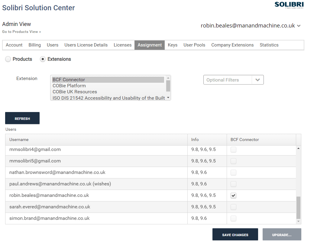 Assign BCF Connector to Solibri Users