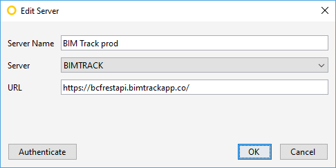 Add BIM Track Server to BCF Servers