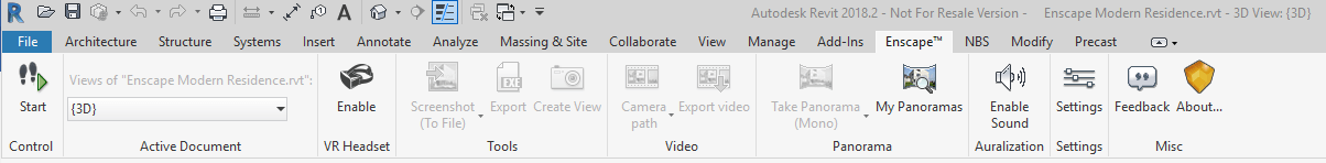 Enscape Tab in Revit