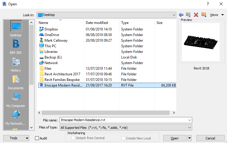 Revit Project File Showing Version