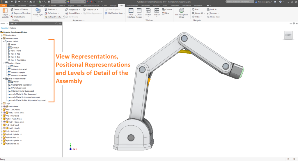 Representations and Levels of Detail of an Assembly