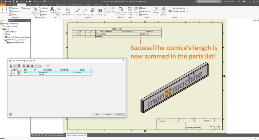 Summing Values in Inventor BOMs