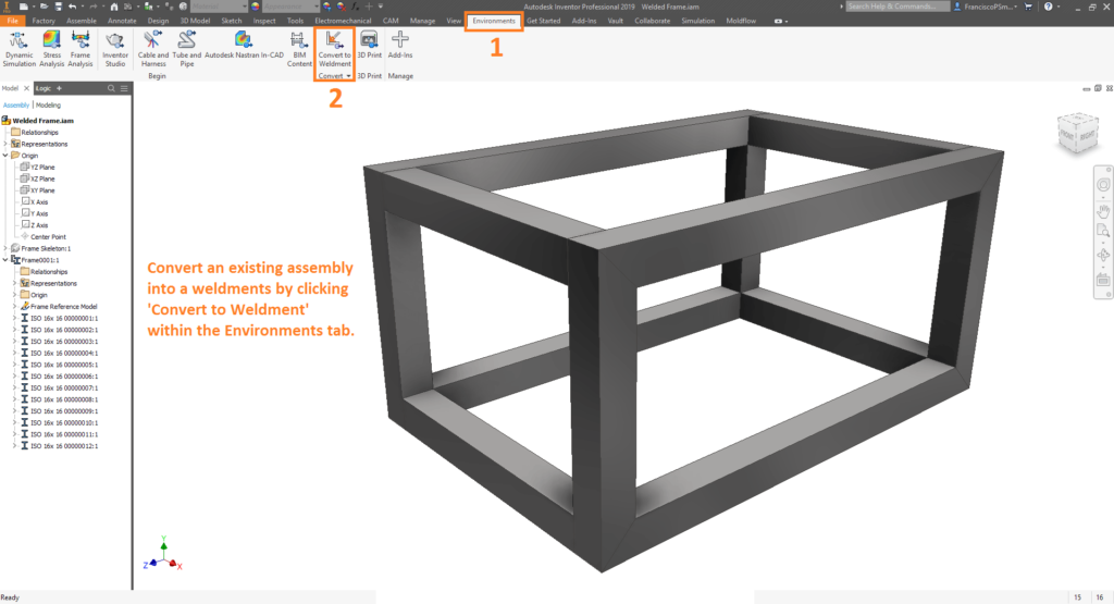 Convert to weldment