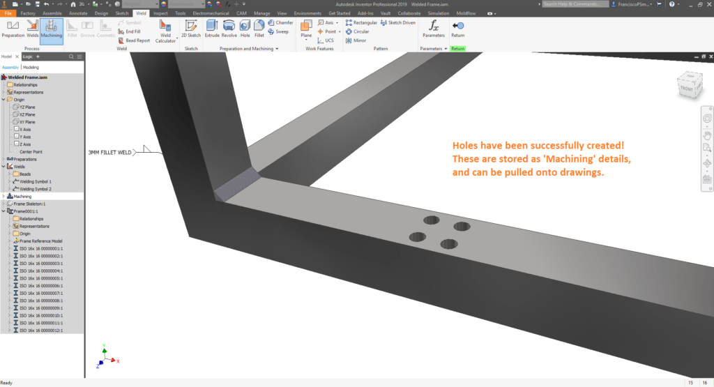 Adding holes for machining