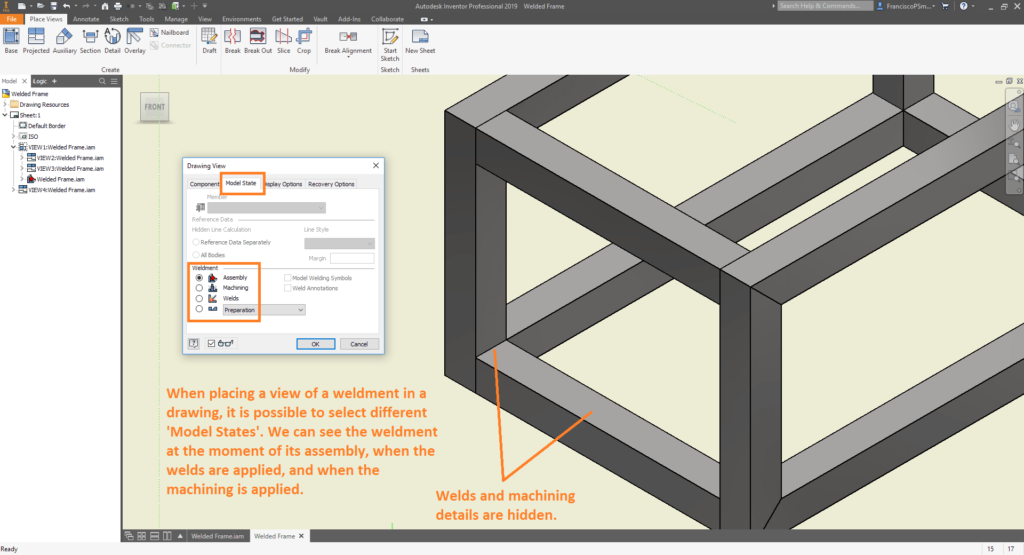 Welds and machining details hidden