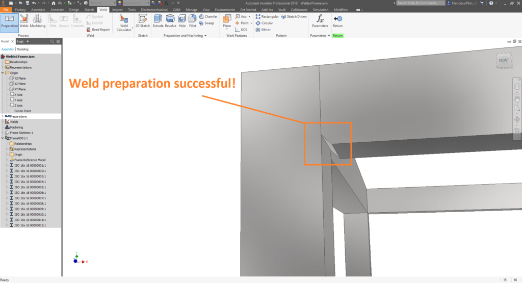 Weld preparation successful