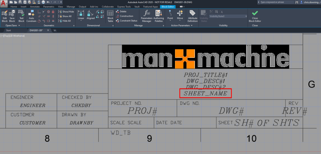 AutoCAD Drawing Title Block