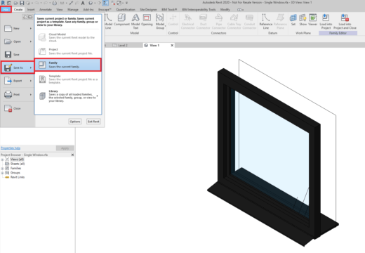 Save Family Button in Revit