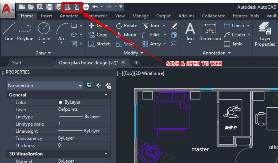 AutoCAD Save to Web and Mobile Toolbar