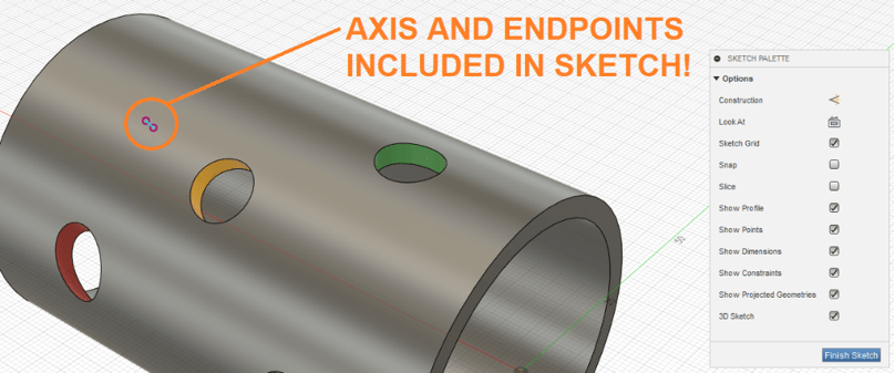 Axis and Endpoints on Sketch