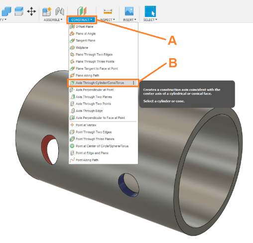 Axis Through Cylinder Menu