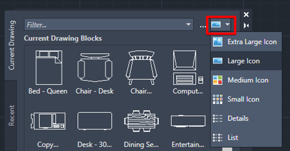 Blocks Palette View Options