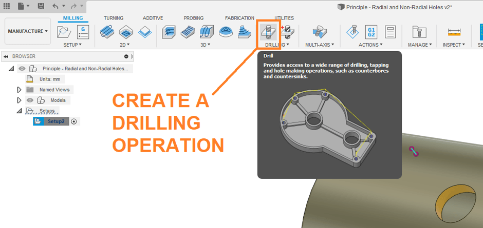 Create a drilling operation for cutting holes