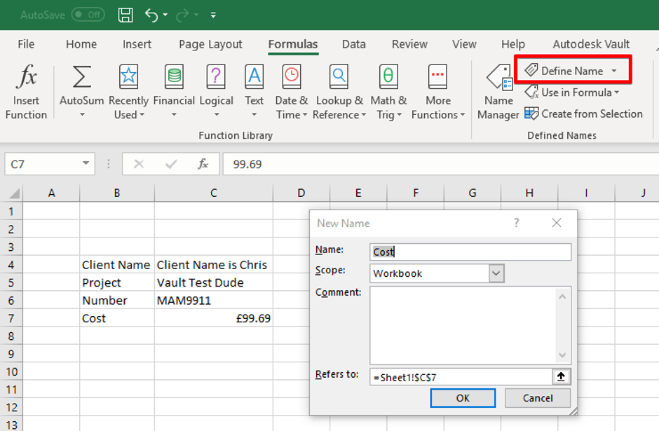 Excel Define Name