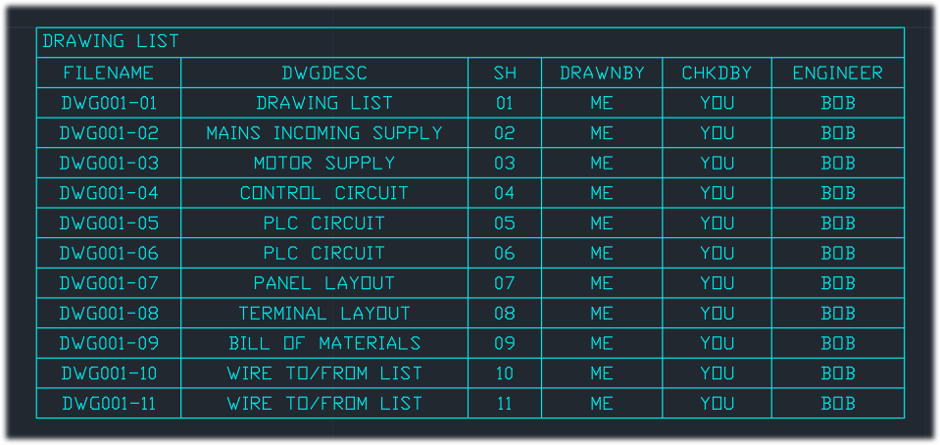 AutoCAD Drawing Lists Report 