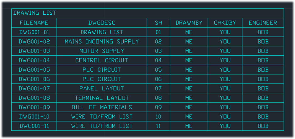 AutoCAD Drawing Lists Report