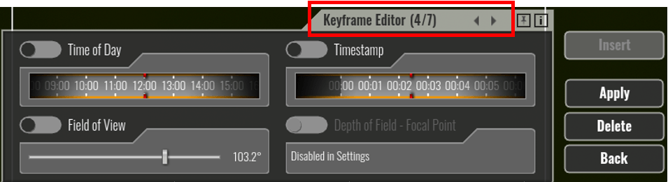 Enscape Keyframe Settings
