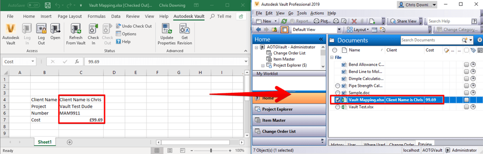 Excel Linked to Vault