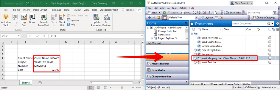 Excel Linked to Vault