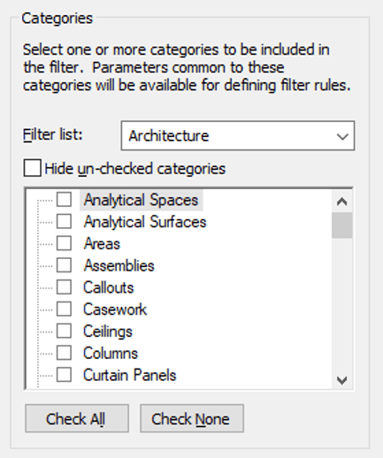 Revit Filter Categories