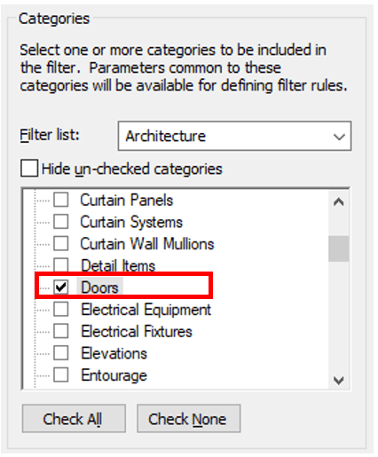 Select Filter Categories