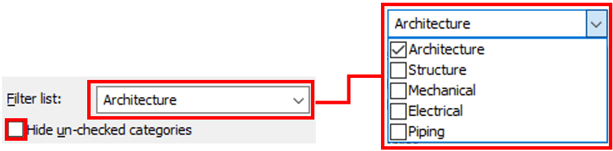 Revit Filters List Options