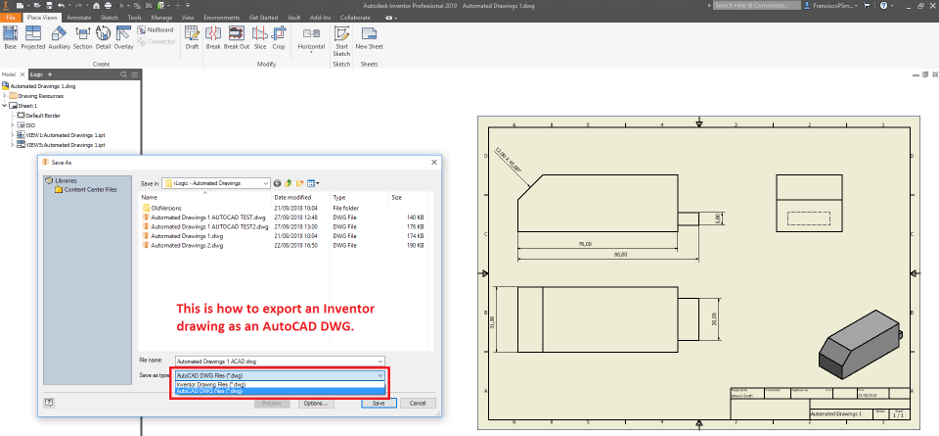 Save As AutoCAD DWG