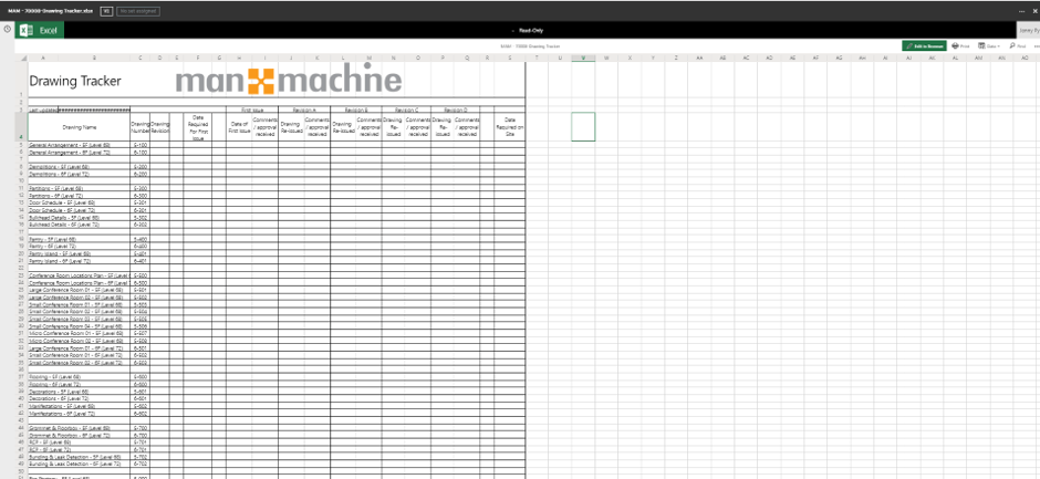 Drawing Tracker in Excel