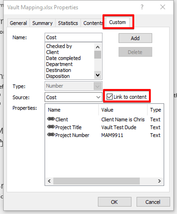 Link Custom Property to Content