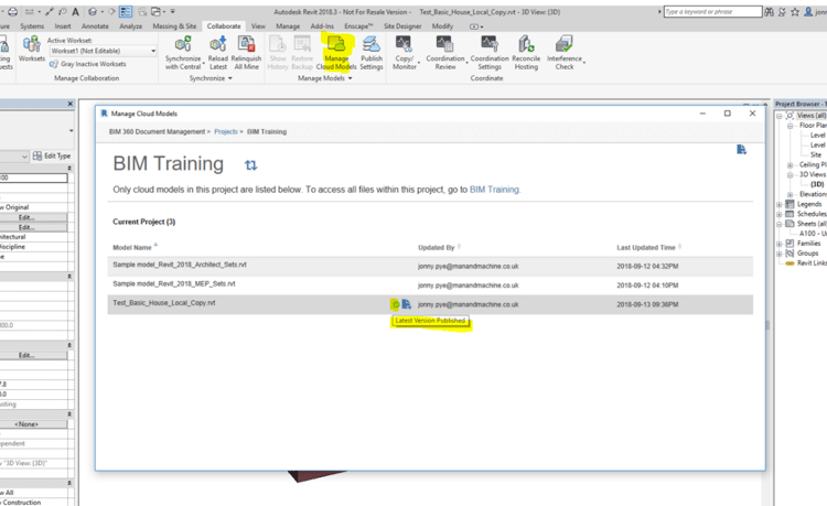 BIM 360 Manage Cloud Models