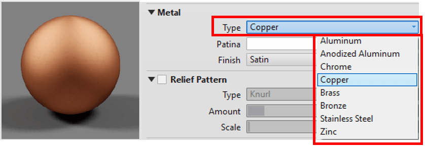 Asset Metal Type Selection