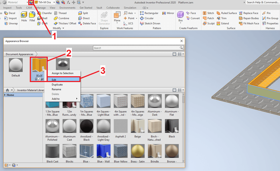 Modify Appearance in Inventor