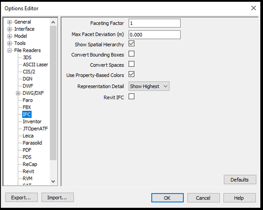 Navisworks Options Editor