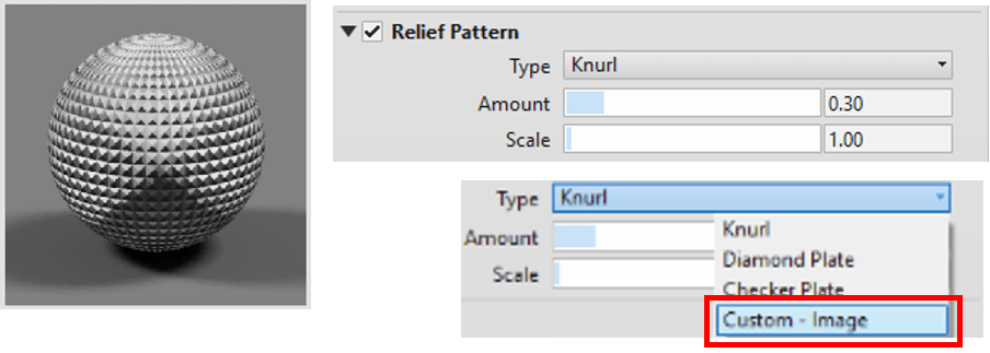 Material Asset Relief Pattern Selection