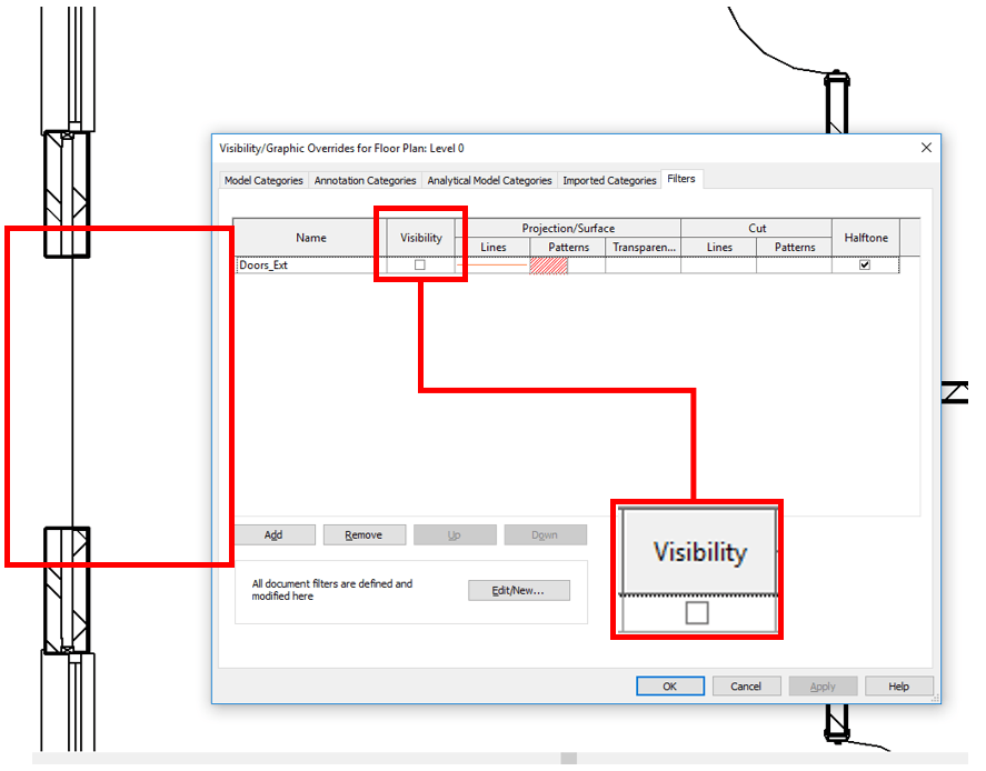 Revit Plan with Doors Filter and Visibility Toggle