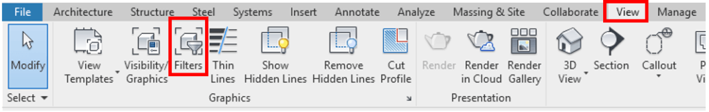 Revit Filters Ribbon Button