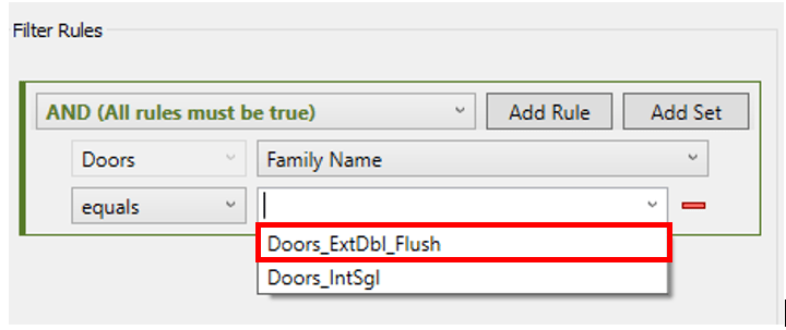 Revit Filter Rules Parameter Value