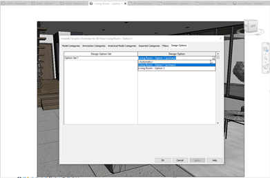 In Revit how to set a view to show a certain Options