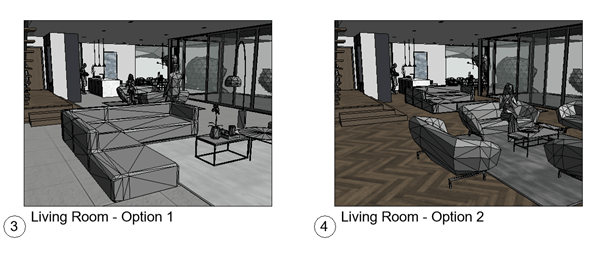 Showing view in Revit of two different options